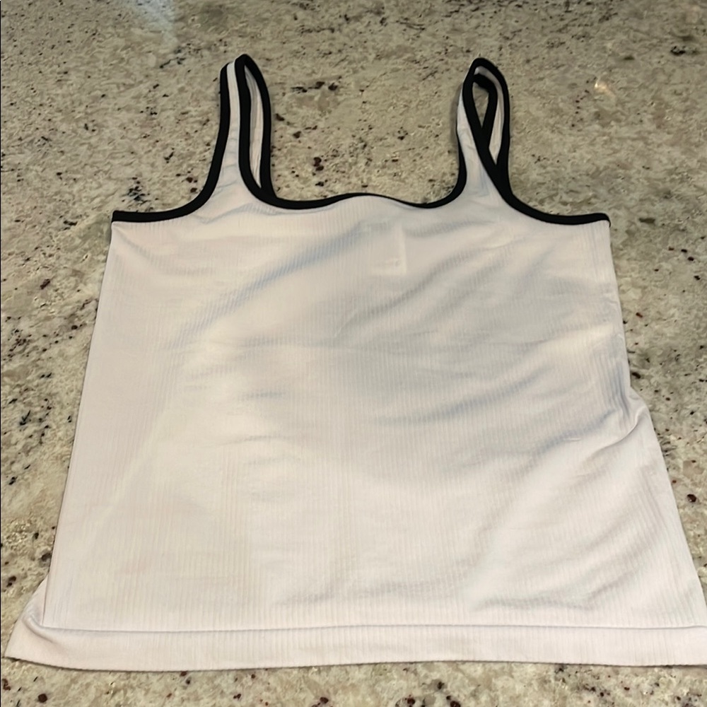 Athleta Black and White Fitted Crop Tank Top